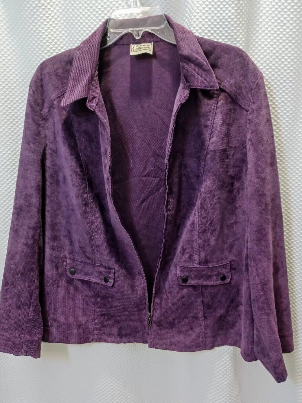 Vintage 90s Company Collection Grape Purple Zip Jacket Shoulder Pads Boxy L